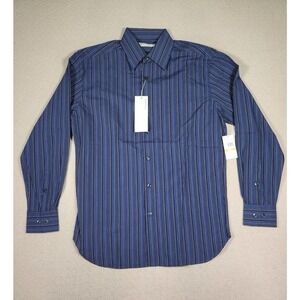 Perry Ellis Shirt Mens Small S Blue Stiped Newbury Key Button Up Cotton NWT 2